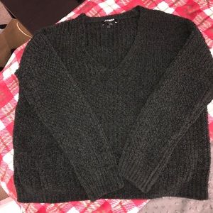 Express Black Chenille V-Neck Sweater